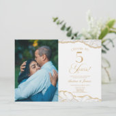 Invitation White Gold Agate 5e fête Mariage Anniversaire (Debout devant)