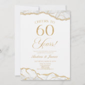 Invitation White Gold Agate 60e fête d'anniversaire Mariage (Devant)