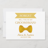 Invitation White & Gold Bow Serez-vous mon Groomsman? (Devant)