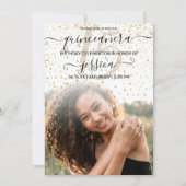 Invitation White Gold Confetti Photo Collage Quinceañera (Devant)