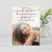 Invitation White Gold Confetti Photo Collage Quinceañera (Debout devant)