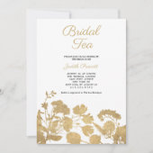 Invitation White gold flower bridal tea party Bridal Shower  (Devant)