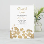 Invitation White gold flower bridal tea party Bridal Shower  (Debout devant)