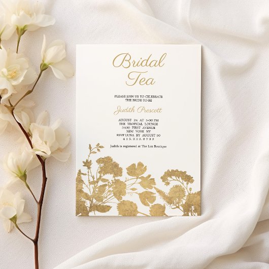 Invitation White gold flower bridal tea party Bridal Shower 