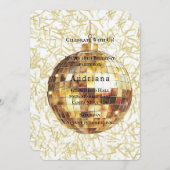 Invitation White Gold Glam Glitzy Disco Ball Birthday (Devant / Derrière)