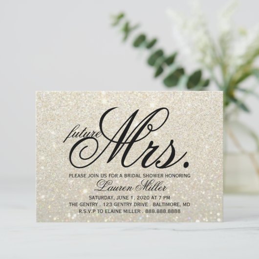 Invitation - White Gold Glit Fab future Mme Bridal (Debout devant)