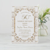 Invitation White Gold Great Gatsby Art Déco 50 Anniversaire (Debout devant)