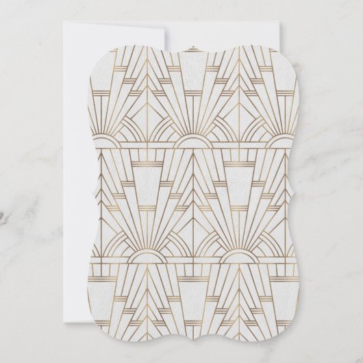 Invitation White Gold Great Gatsby Art Deco Engagement Party (Dos)