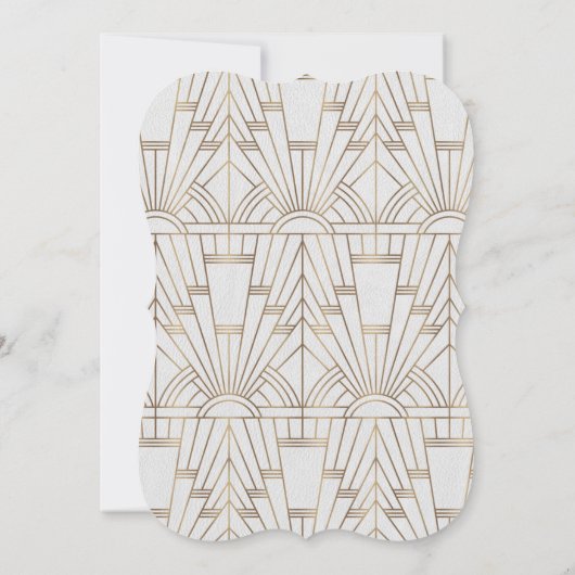 Invitation White Gold Great Gatsby Art Déco Mariage des année (Dos)