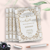 Invitation White Gold Great Gatsby Art Déco Mariage des année