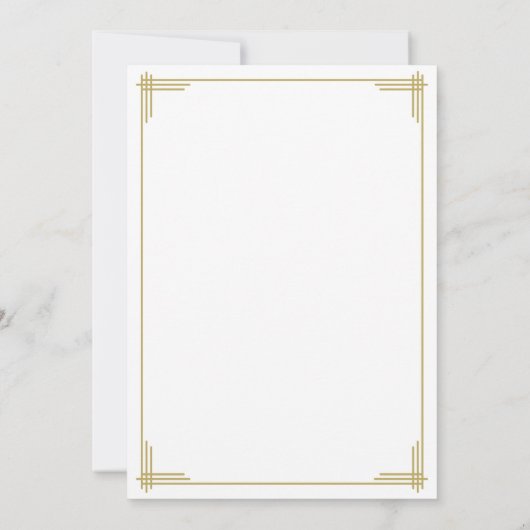 Invitation White Gold Great Gatsby Art Déco Mariage Invite (Dos)