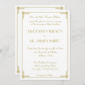 Invitation White Gold Great Gatsby Art Déco Mariage Invite (Devant / Derrière)