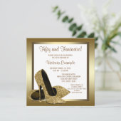 Invitation White Gold High Heel Womans 50e fête d'anniversair (Debout devant)