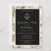 Invitation White Gold Marble Law School de la fête de graduat (Devant)