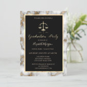 Invitation White Gold Marble Law School de la fête de graduat (Debout devant)