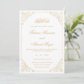 Invitation White Gold Nikah Mariage musulman islamique (Debout devant)