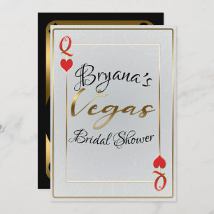 Invitation White Gold Red Queen of Hearts Vegas Fête des mari
