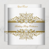 Invitation White Gold Silver Cream Elegance Party (Devant / Derrière)