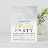 Invitation White Gold Star Confetti Lights Corporatif Noël (Debout devant)