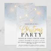 Invitation White Gold Star Confetti Lights Corporatif Noël (Devant / Derrière)