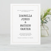 Invitation White gold typewriter font rustic style wedding (Debout devant)