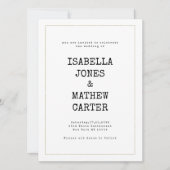 Invitation White gold typewriter font rustic style wedding (Devant)