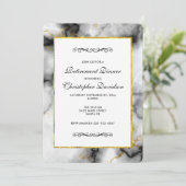 Invitation White Gray Marble with Gold Ribbon (Debout devant)