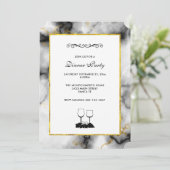 Invitation White Gray Marble with Gold Ribbon (Debout devant)