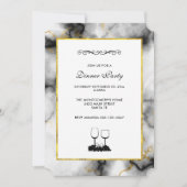 Invitation White Gray Marble with Gold Ribbon (Devant)
