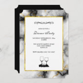 Invitation White Gray Marble with Gold Ribbon (Devant / Derrière)