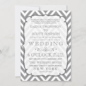 Invitation White Grey Typographie moderne Chevron Mariage (Devant)
