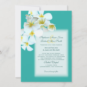 Invitation White Hawaiian Flowers Lagoon Blue Wedding Invitat