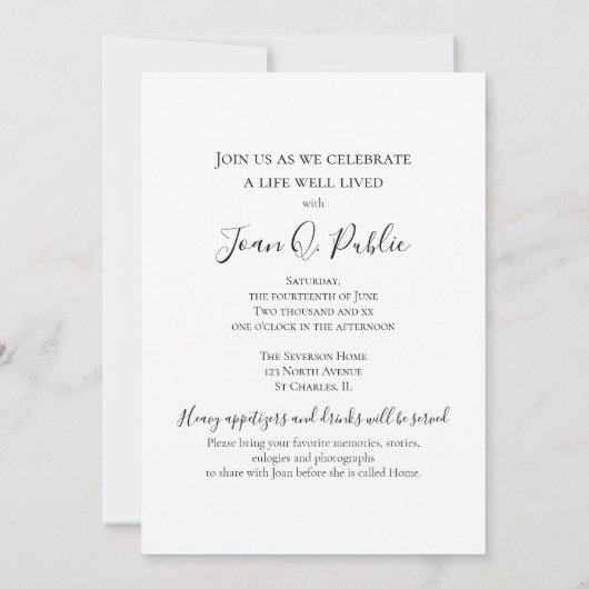 Invitation White Hydrangea Aquarelle Living Funery (Dos)