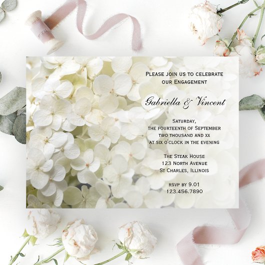 Invitation White Hydrangea Floral Engagement Party