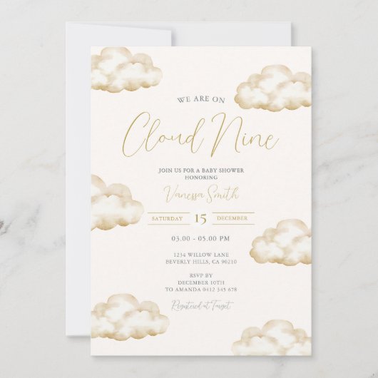 Invitation White Ivory Cloud Nine Baby Shower Party (Devant)