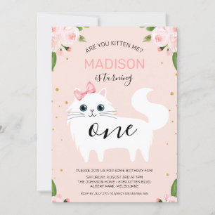 Invitation White Kitten Are You Kitten Me Anniversaire Invita