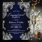 Invitation White Lace Blue Engagement
