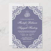 Invitation White Lace Dusty Purple Muslim Wedding Photo (Devant)