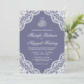 Invitation White Lace Dusty Purple Muslim Wedding Photo (Debout devant)
