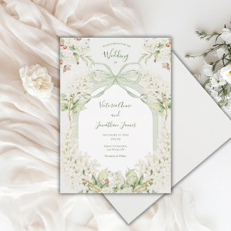 Invitation White Lilacs Vintage Elegant Wedding
