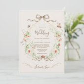 Invitation White Lilacs Whimsical Vintage Ribbon Wedding  (Debout devant)