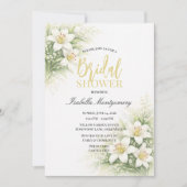 Invitation White Lilium Elegant Bridal Shower Floral (Devant)