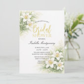 Invitation White Lilium Elegant Bridal Shower Floral (Debout devant)