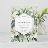 Invitation White Lily Botanical Elegance Wedding (Debout devant)