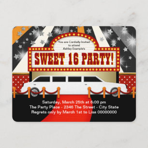 Invitation White Limo Movie Star 16 Party