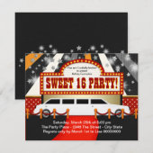 Invitation White Limo Movie Star Sweet 16 Party (Devant / Derrière)