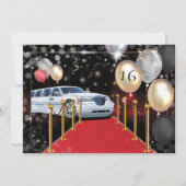 Invitation White Limo Red Carpet Hollywood fête d'anniversair (Dos)