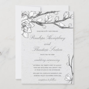 Invitation White Magnolia Birdsong Mariage