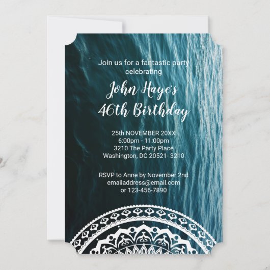 Invitation White Mandala Laissez la mer vous libérer (Dos)