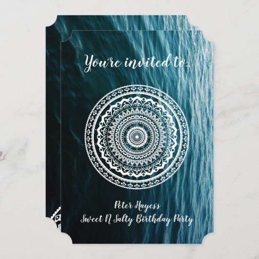 Invitation White Mandala Laissez la mer vous libérer (Devant / Derrière)